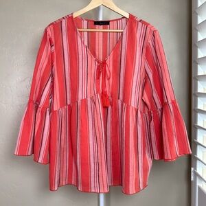 Sanctuary Sedona Striped Peasant Top with 3/4 Bell Sleeves